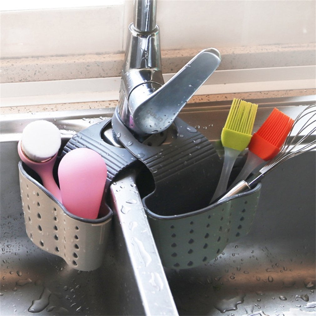 Adjustable Kitchen Hanging Drain Basket Sink Shelf Soap Sponge Bathroom