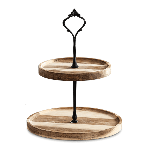 Cookie Stand,Round Tiered Display Stand – Wood Cupcake Stand 2 Tiers, Wood Cupcake Holder, Detachable Cupcake Serving Tray, Decorative Dessert Serving Stand, Cookie Stand – for Home Party Office