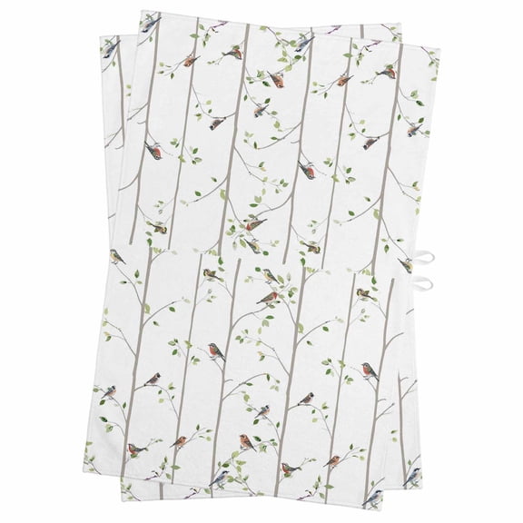 Sparrow Kitchen Towels Set of 2, Water Absorbent Dish Towel, Spring Birds on The Branches Vintage Country Decorative Hand Towels - Quick Drying Cloth for Cooking Baking, 18x28 Inch