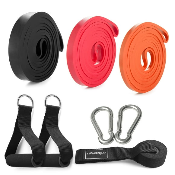 KYLIN SPORT 3-Piece Resistance Band Set with Handles, Door Anchor, Hooks, and Carry Bag for Versatile Home Workouts