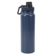 thumbnail image 1 of Botella de agua aislada de acero inoxidable 304, PP, PC, térmica, deportiva, con asa plegable, para viajes al aire libre, senderismo, pesca, azul oscuro, 800 ml, 1 of 15