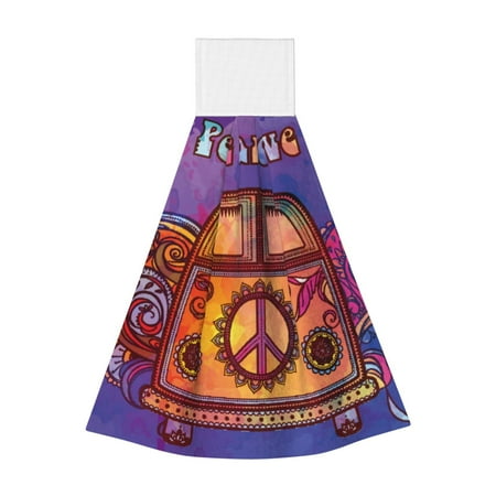 

Zufioo Peace And Love Print Coral Fleece Velcro Hand Towel Hangable Absorbent Hand Towel Suitable for Kitchen Bathroom Household Items