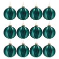 thumbnail image 3 of Melrose Ribbed Glass Christmas Ball Ornaments - 4" (101.6mm) - Blue and Green - 12ct, 3 of 3