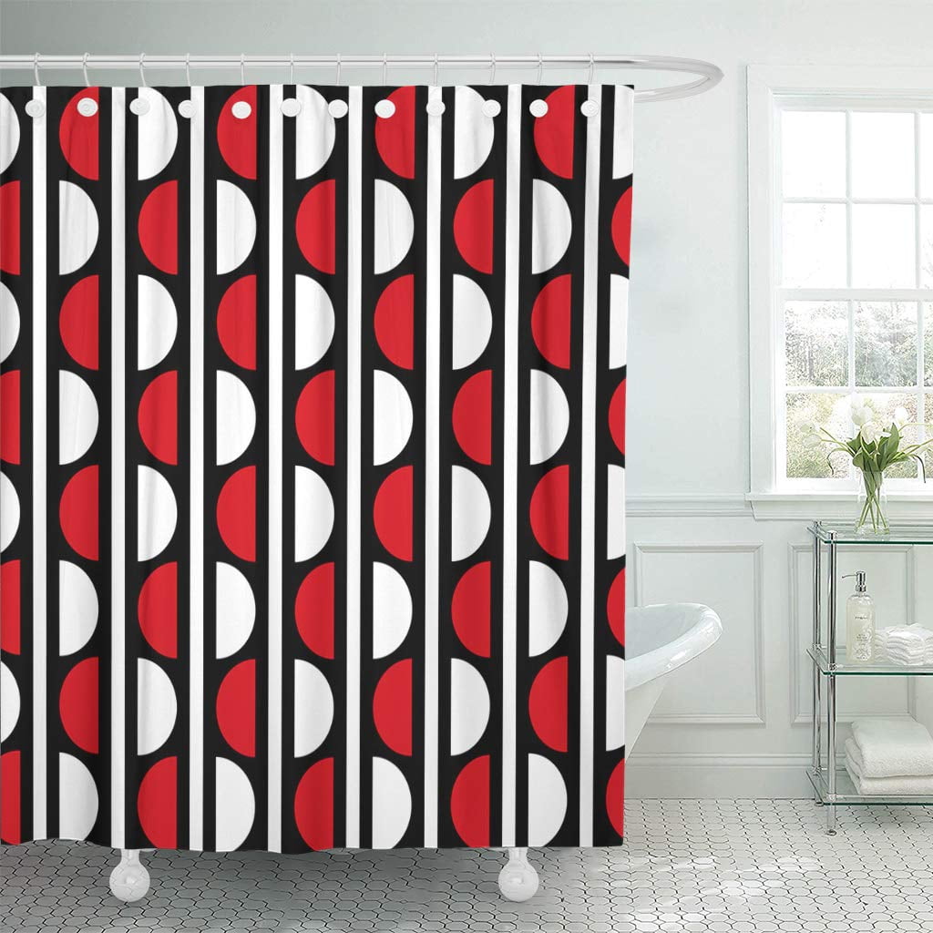 Red and white shower curtain discount