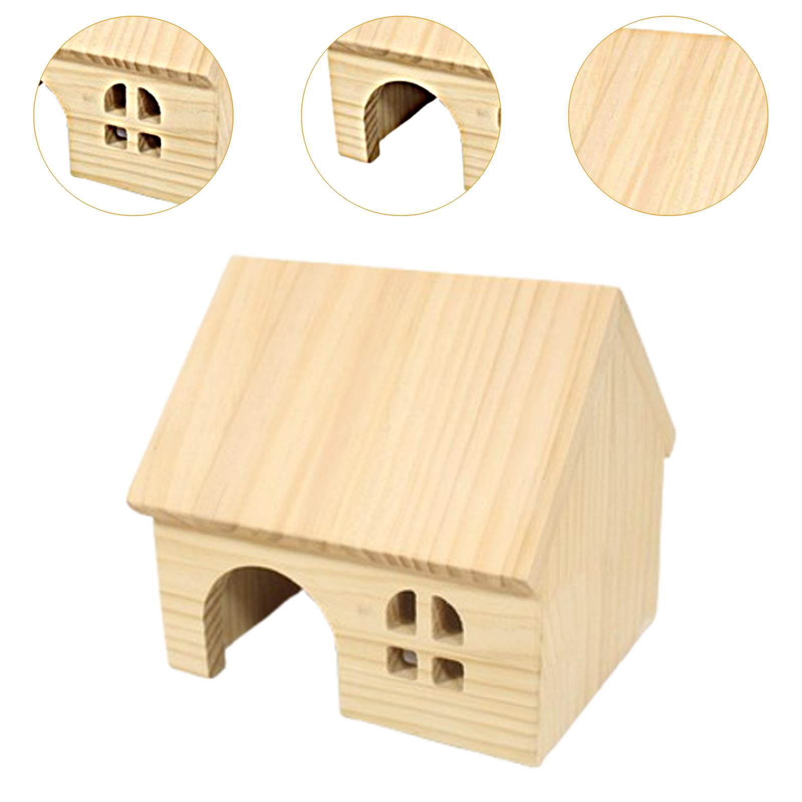 Serenable Hamster Wood House Wood Pets Habitat Hut Hideaway Hide Supplies Wooden Toy Pet House for Lemmings Gerbils Mice Syrian Hamsters s