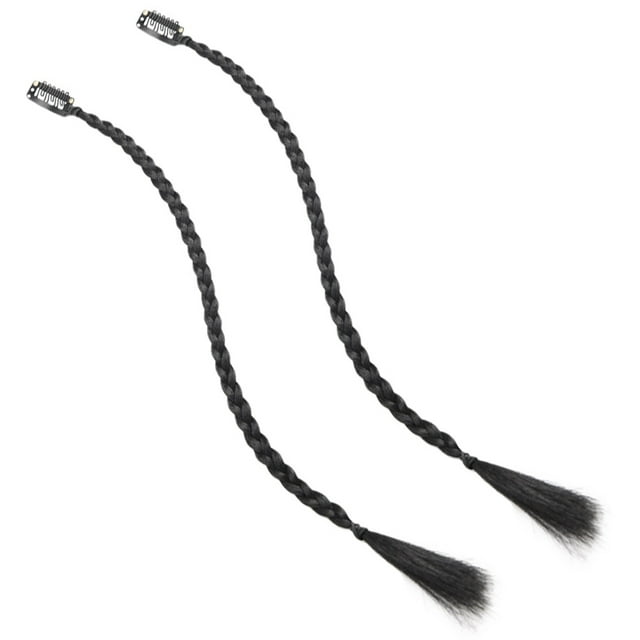 2 Pcs Rallonges de Cheveux Tressées à Clip Rallonges de Cheveux Frange avant Latérale Longue Pièce de Cheveux Tressée