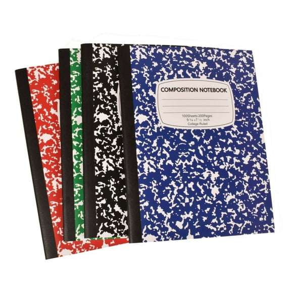 CCOCC Marble Composition Notebook Wide Ruled 1 Pack Black and White 100 Sheets 200 Pages Hardcover College Ruled Journal,Office Supplies for Teens & Adults,Black