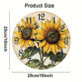thumbnail image 2 of Kurmntregon Vintage Sunflowers Wall Clock Summer Floral For Kitchen Bathroom Silent Non Ticking Decorative Clock Battery Operated Home Office Living Room Decor Shop Hotel Round 10", 2 of 7