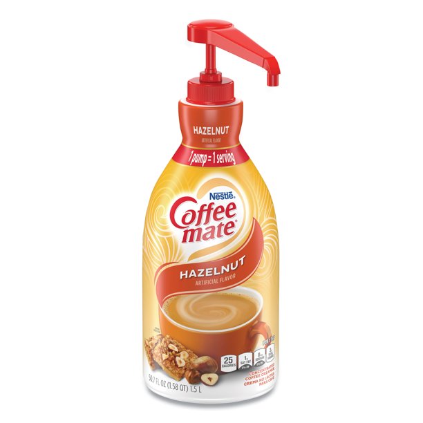 CoffeeMate Hazelnut Liquid Creamer Pump Bottle, 1.5L