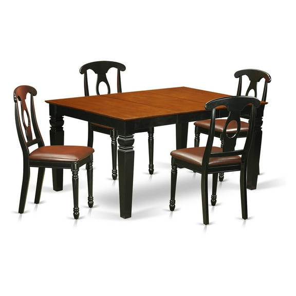 WEKE5-BCH-W East West Furniture 5 Piece Table Set- a Kitchen Table and 4 Kitchen Chairs, Black & Cherry(Seat Type Options) WEKE5-BCH-LC