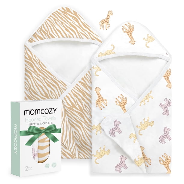 Toalla de bebé con capucha Momcozy, ultrasuave y absorbente, 35 x 35 cm