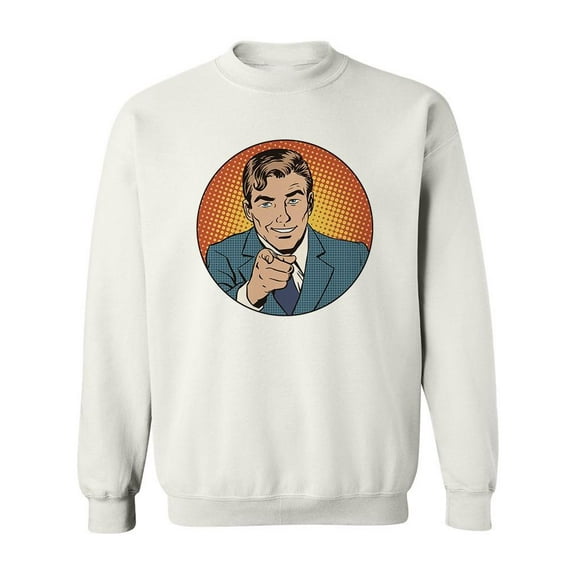 Pop Art Man Pointing Finger Sweatshirt Men -Image by Shutterstock, Male x-Large