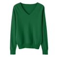 thumbnail image 4 of Tittly Fitted Sweaters for Women Vneck Sweaters for Women Light Sweaters For Women Long Sleeve Crew Neck Lightweight Soft Knitted Pullover Knitted Blouse Sweater Top Sweaters for Women Green L, 4 of 6