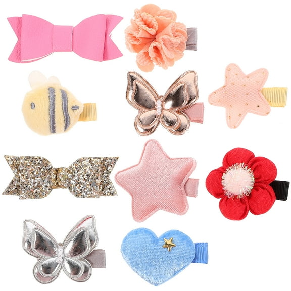 10 Pcs Hair Bobby Pins Children's Clip Set Toddler Accessories Cute Clips Bow Side