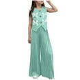 thumbnail image 3 of THDHVS Girls Outfits,Girls' Clothing Sets,Bow Detail Sleeveless Blazer with Pleated Wide Leg Pants Set for Girls Fashion Casual Outfit Wear 4-5 Years, 3 of 10