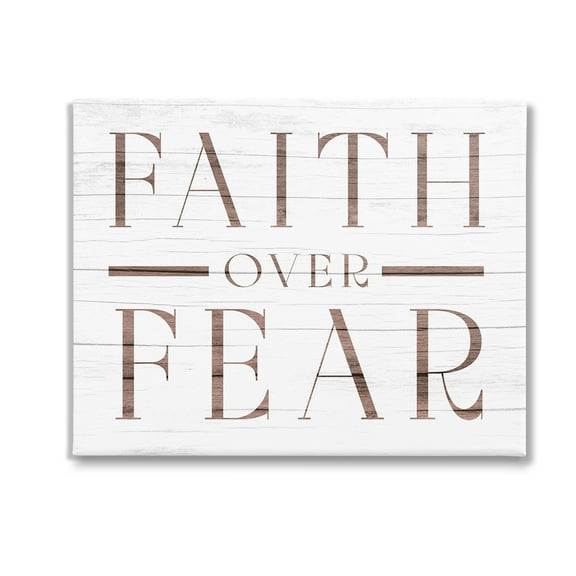 Stupell Industries Rustic Faith Over Fear Religious Painting Gallery Wrapped Canvas Art Print Wall Art, 20 x 16
