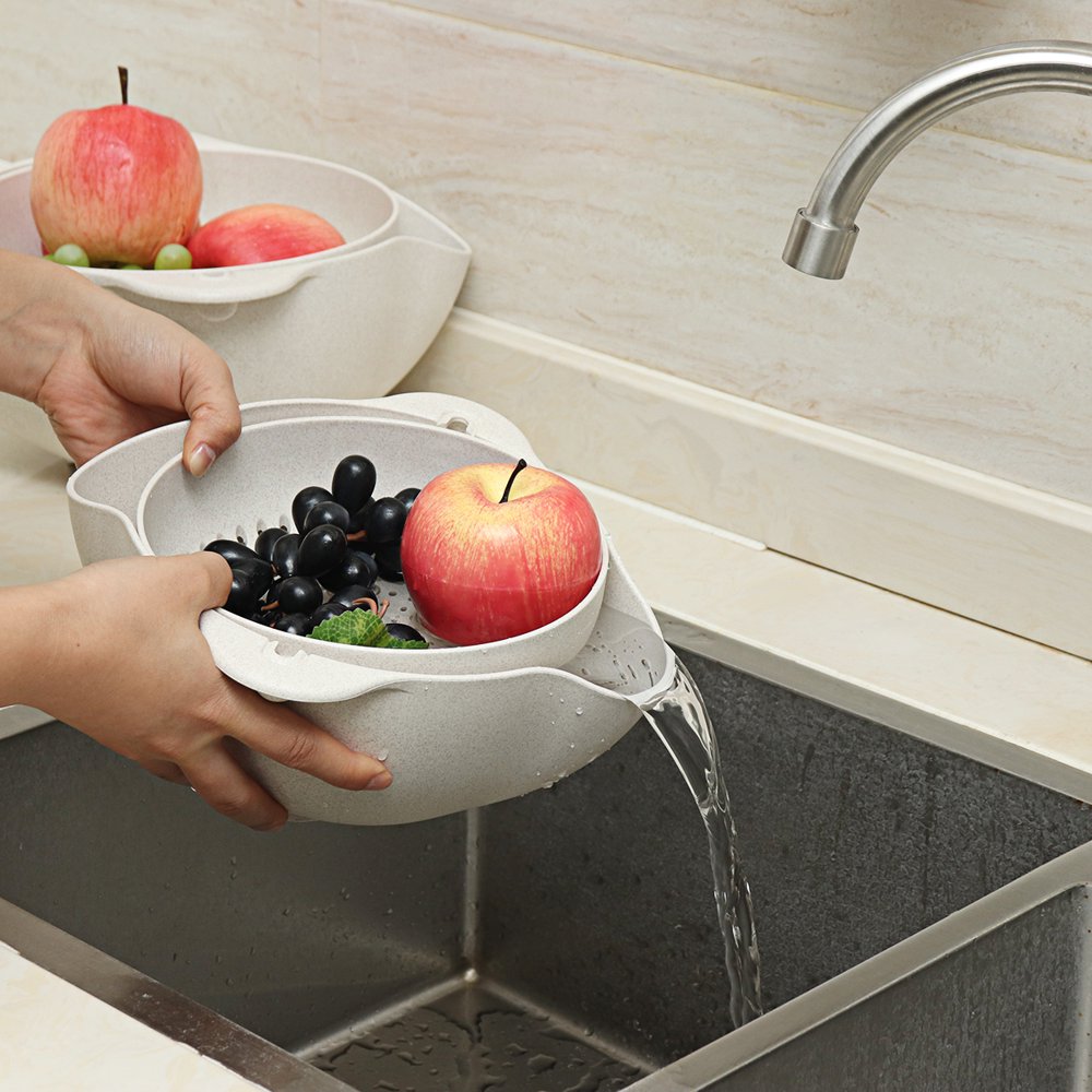KUDOSALE Colander & Bowl Set, 2 in 1 Plastic Detachable Fruits