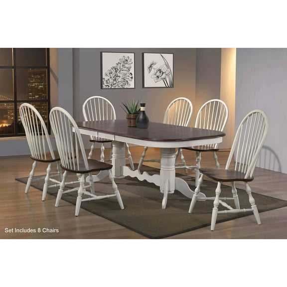 Extendable Oval Dining Set - 9 Piece Dining Table with Butterfly Leaf - Seats 10