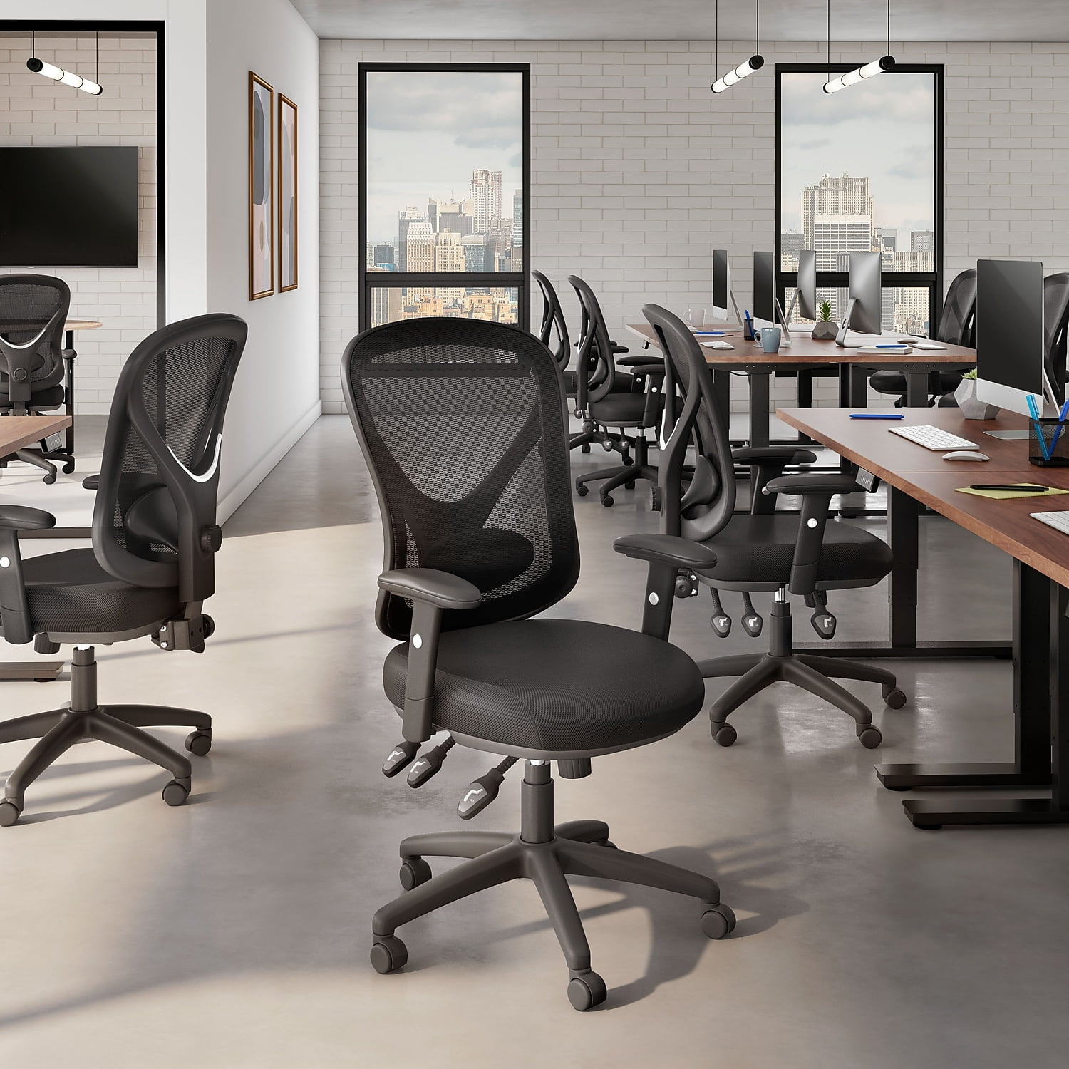 Staples Carder Mesh Back Fabric Computer and Desk Chair Black 2/Pack 59236-CCVS