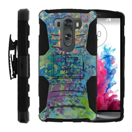 LG V10 and LG G4 PRO Miniturtle® Clip Armor Dual Layer Case Rugged Exterior with Built in Kickstand + Holster - Abstract Summer Rain