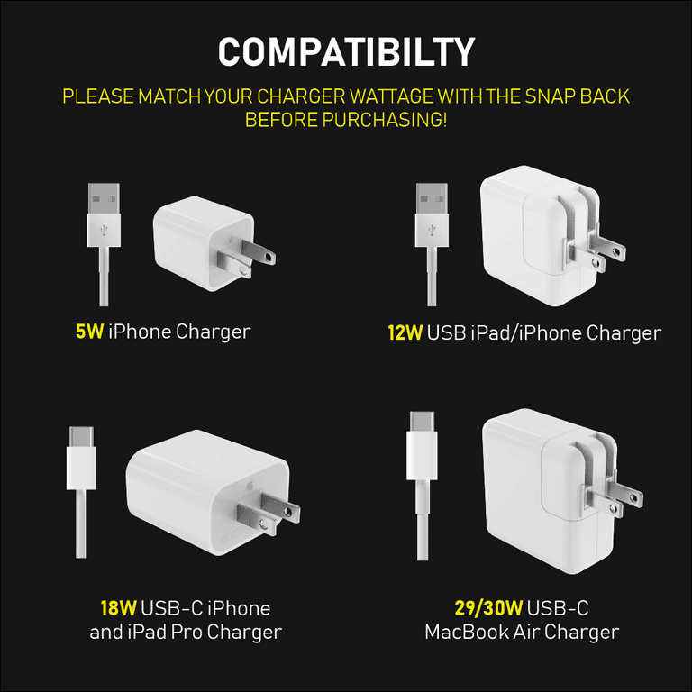 Fuse The Snap Back Charger Winder Compatible with Apple 29/30w USB-C and MagSafe Chargers for Travel and Cable Management (White)