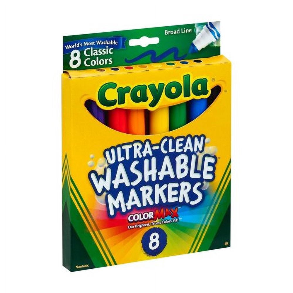Crayola Broad Line Washable Markers Color Max, 8 Classic Colors (4 Packs)