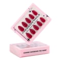thumbnail image 4 of Burgundy minimalist short almond press-on nails, premium hot-selling solid-color gel nail tips, 4 of 5