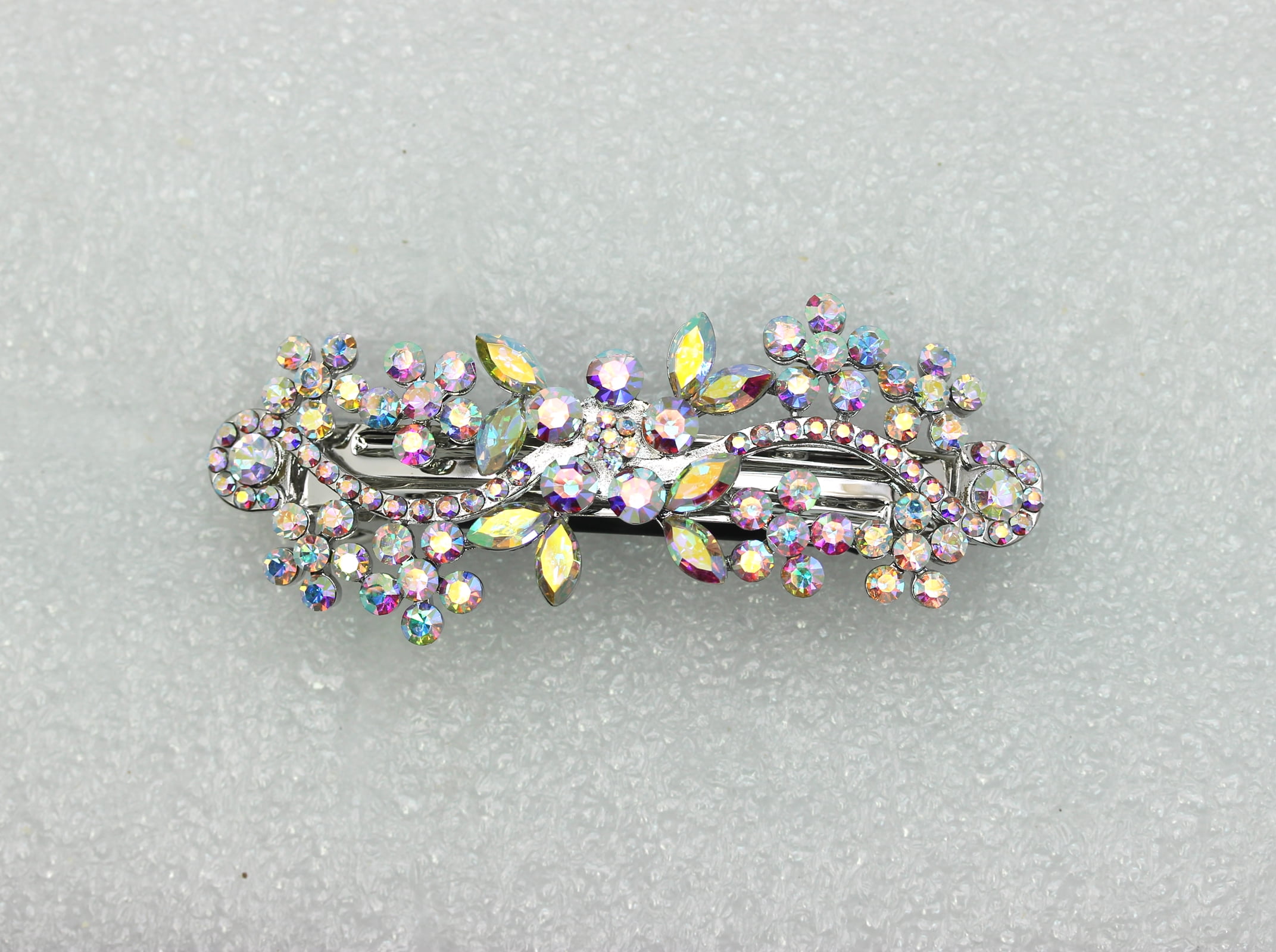 Faship Multicolors AB Floral Crystal Hair Barrette Clip