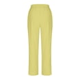 thumbnail image 7 of Karight Women Petite Linen Pants High Waisted Straight Leg Casual Cotton Trousers Elastic Waist Drawstring with Pockets, 7 of 7