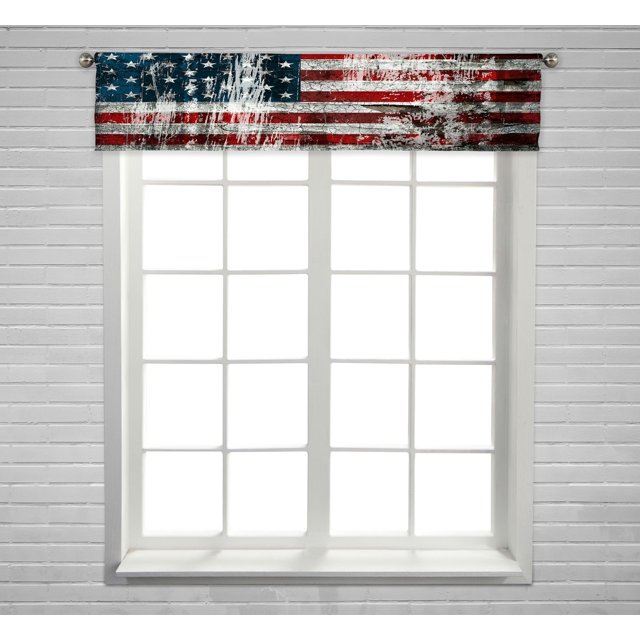 ABPHQTO Cenefa de cortina de ventana con la bandera de Estados Unidos, bolsillo para barra, 30x130 cm