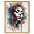 thumbnail image 1 of Woman with Synesthesia Listening to Music Modern Paint Splatter Painting Art Print Framed Poster Wall Decor 12x16 inch, 1 of 5