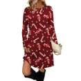 thumbnail image 5 of Women's Fashion Casual Dress with Pockets, Decorative Buttons, Christmas Prints, Round Neck and Long Sleeves for Practical Holiday Wear,Wine,L, 5 of 5