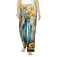 thumbnail image 2 of Lsque Rustic Blue Vase Blossoms Print Women's Pajama Pants, Lounge Pant - Comfortable Home Wear,Elastic Waistband, Stylish Design-Medium, 2 of 9
