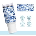 thumbnail image 6 of 40 oz Tumbler with Handle and Straw Lid Blue and White Porcelain Floral Insulated Vacuum Water Bottle Stainless Steel Travel Cup, 6 of 8
