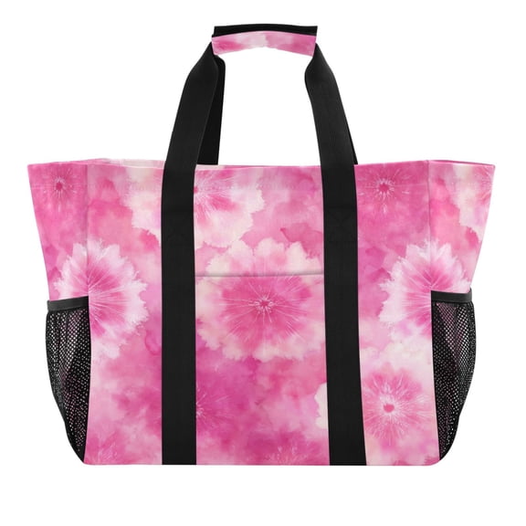 Large Handbag Waterproof Tote Laundry Bag Beach Bag Pool Bag Travel Tote Bags Kitchen Reusable Grocery Bags Pink Pattern Beautiful