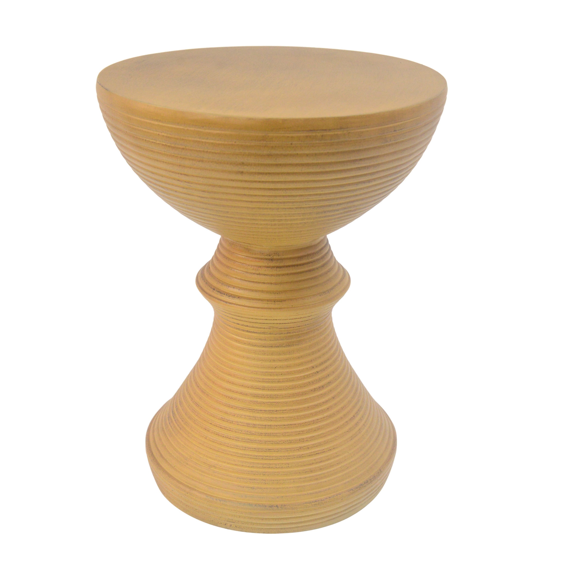 Christopher Knight Home 16" Outdoor Lightweight Concrete Ribbed Hourglass Accent Side Table, Natural