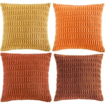 Soft Boho Pillow Decorative Cushion Cover Chenille Fabric Pack of 4 Pillowcases with Zipper, 18x18 InchBurnt Orange Series