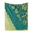 thumbnail image 1 of Vintage Soft Flannel Fleece Blanket, Retro Abstract Image with Modern Backdrop and Lace and Floral Frame Print, Cozy Plush for Indoor and Outdoor Use, 50" x 70", White and Jade Green, by Ambesonne, 1 of 6
