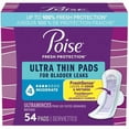 thumbnail image 1 of Poise Serviettes d'Incontinence Post-Partum Ultra Minces avec Ailes, Absorption Modérée, Longueur Régulière, 54 Unités, 1 of 5