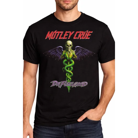Motley Crue Dr Feelgood Classic Rock Band Graphic Black Tee Unisex T-Shirt ,up to size 5XL