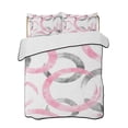 thumbnail image 2 of Pink Grey Full Size Down Alternative Comforter, Lightweight Comforter Quilt Bedding Set with Pillow Shams Geometric Circle Modern Abstract Simple Art All Seasons Bed Comforter Duvet Insert 78"x90", 2 of 7