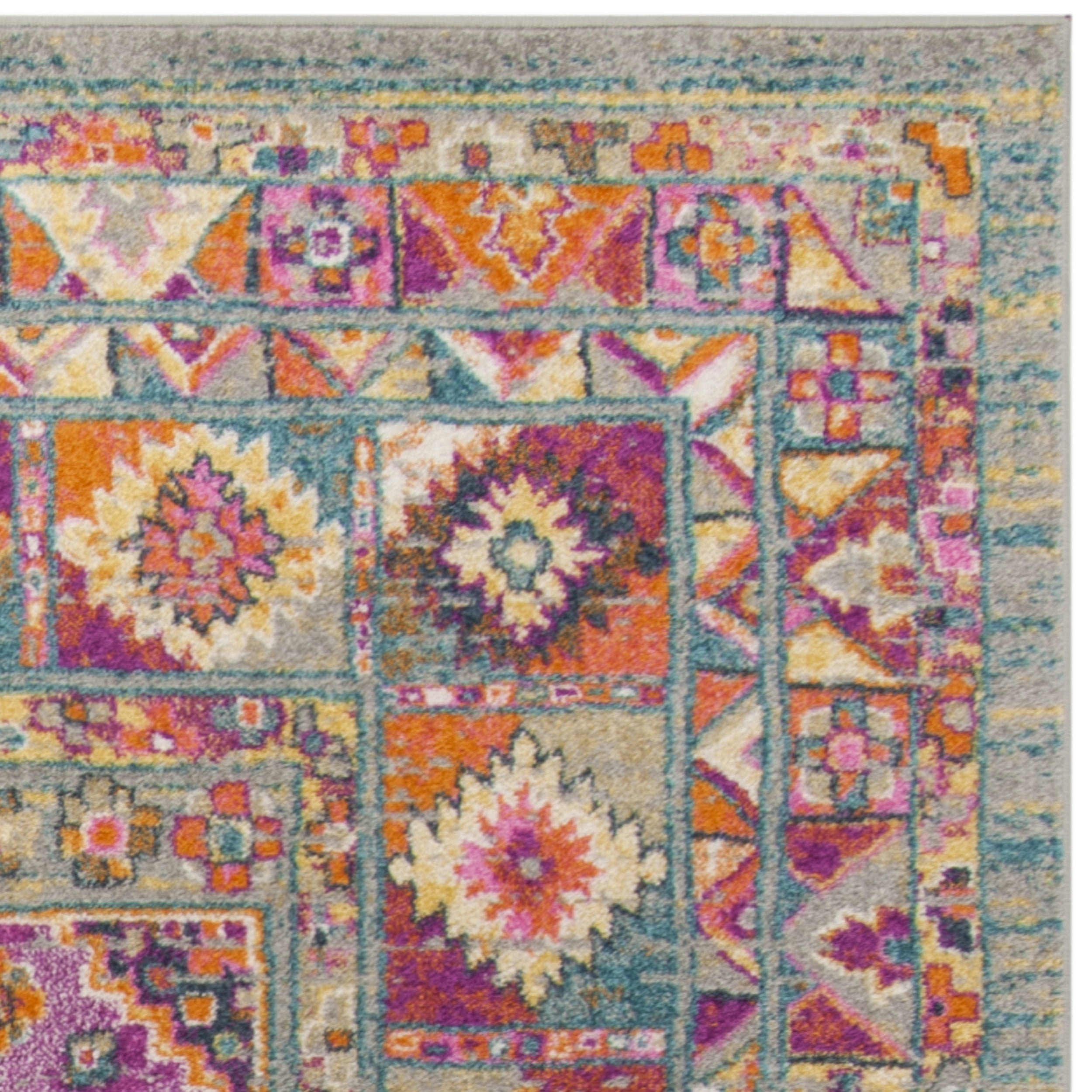 SAFAVIEH Madison Emmet Traditional Area Rug, Light Grey/Fuchsia, 10' x 14'