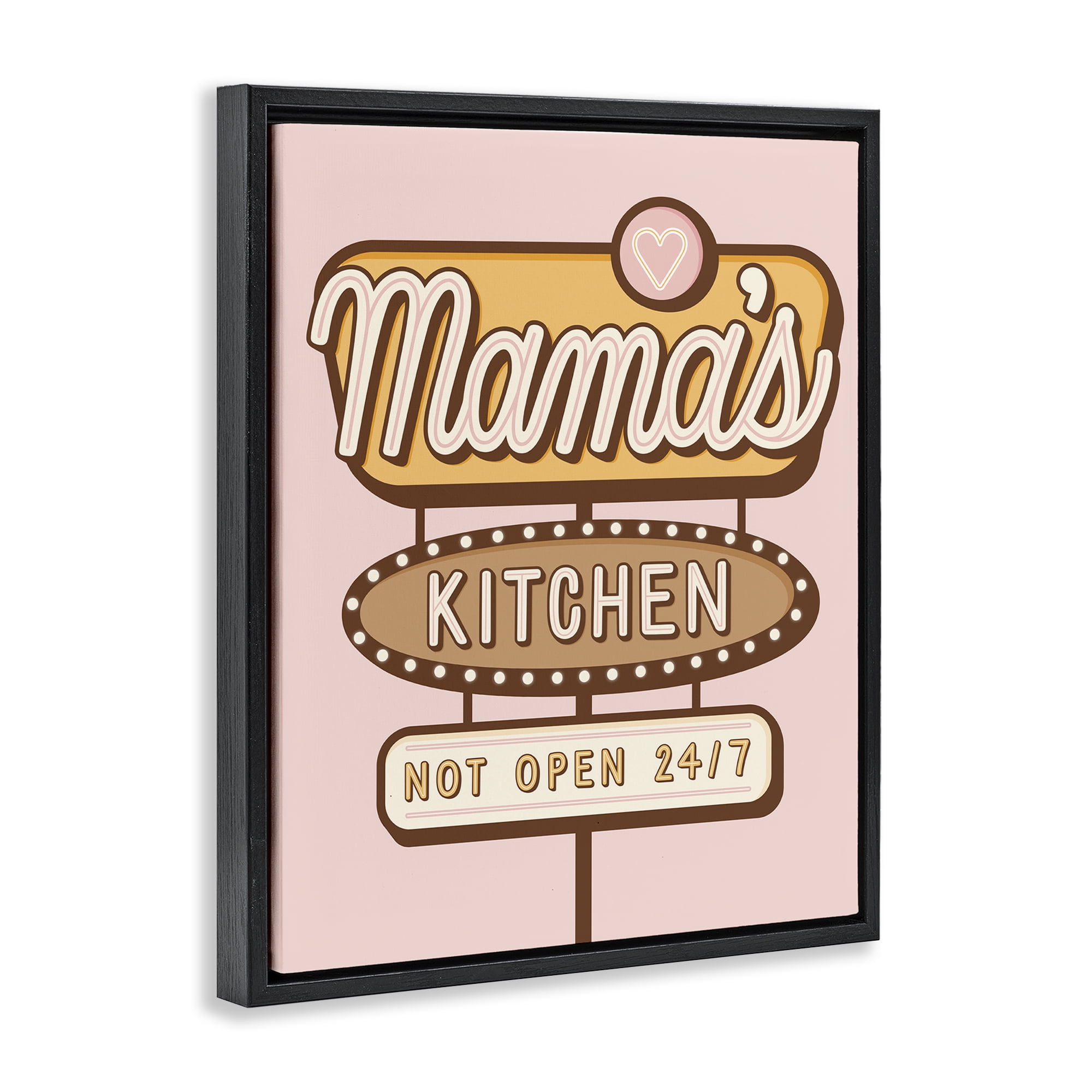 Stupell Industries Retro Mama's Kitchen Text & Numbers Painting Black Floater Framed Canvas Art Print Wall Art, 25 x 31