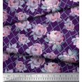 thumbnail image 3 of Soimoi Tissu Crêpe polyester Géométrique, Imprimé Feuilles & Roses au Mètre 52 Pouces de Large, 3 of 3