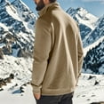 thumbnail image 4 of QUINDOS Mens Sweatshirts Long Sleeve Letter Print Polar Fleece Hoodies for Men Sherpa Lined Long Sleeve Casual Button Pullover Tops Kangaroo Pocket, 4 of 9