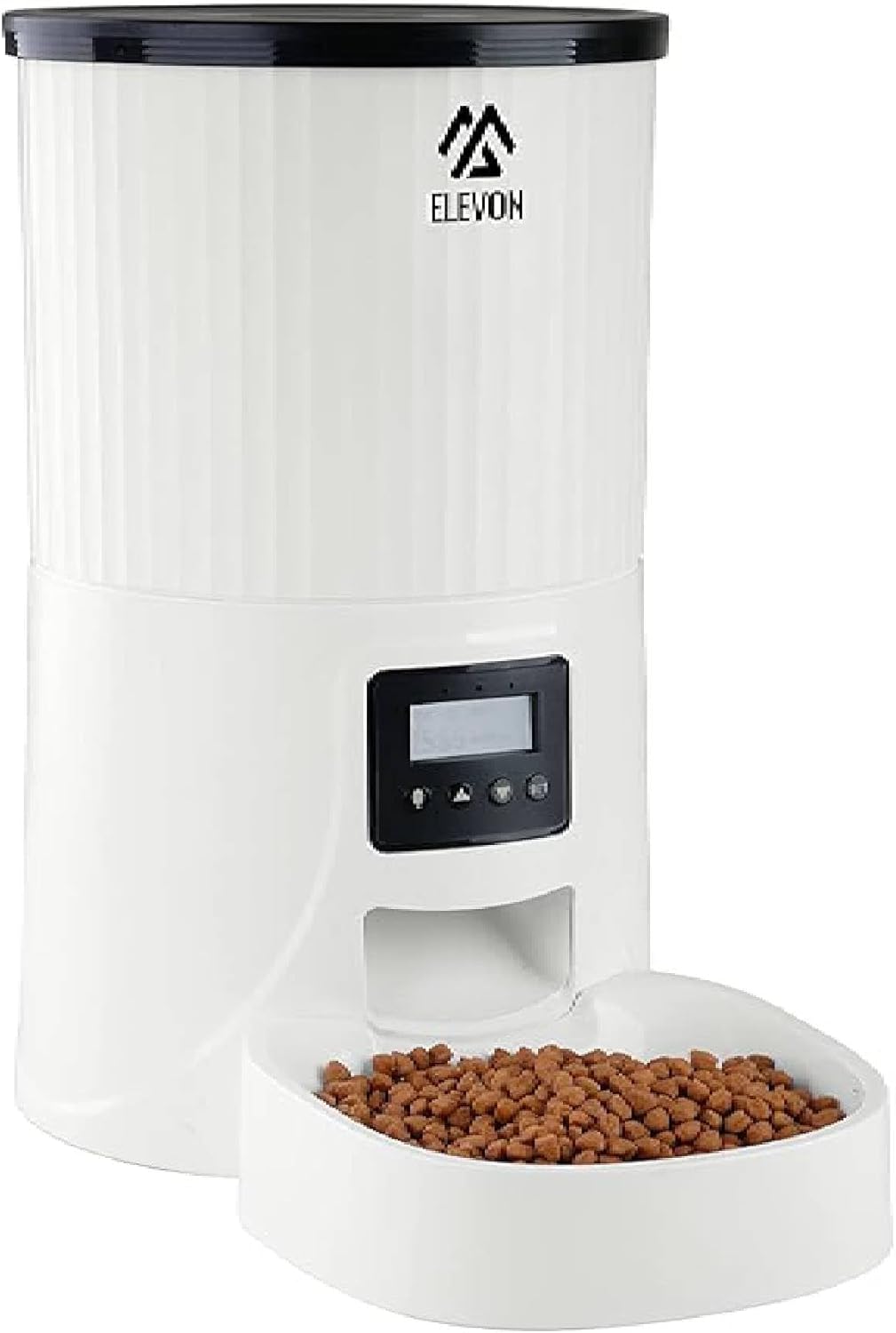 Elevon 4L Automatic Cat and Dog Feeder – Smart Food Dispenser with Portion Control, 10s Voice Recorder, Programmable Timer & Desiccant Bag, White