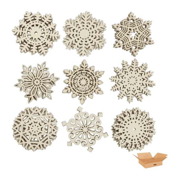 45pz Adornos Navidad  Belug De Madera Copos De Nieve Decoración Diy cafe