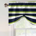 thumbnail image 5 of Green and Tie Up Valances Curtain, Adjustable Kitchen Navy Blue Stripe Abstract Geometric Stripes Valances for Windows Decor, Rod Pocket Short Curtains Set for Bedroom/Bathroom, 42"x18", 5 of 9