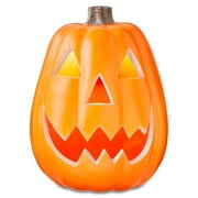 Lighted Blow Mold Pumpkin Decoration, Orange, 11", Halloween by Way To Celebrate