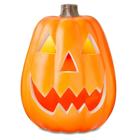 Lighted Blow Mold Pumpkin Decoration, Orange, 11", Halloween by Way To Celebrate